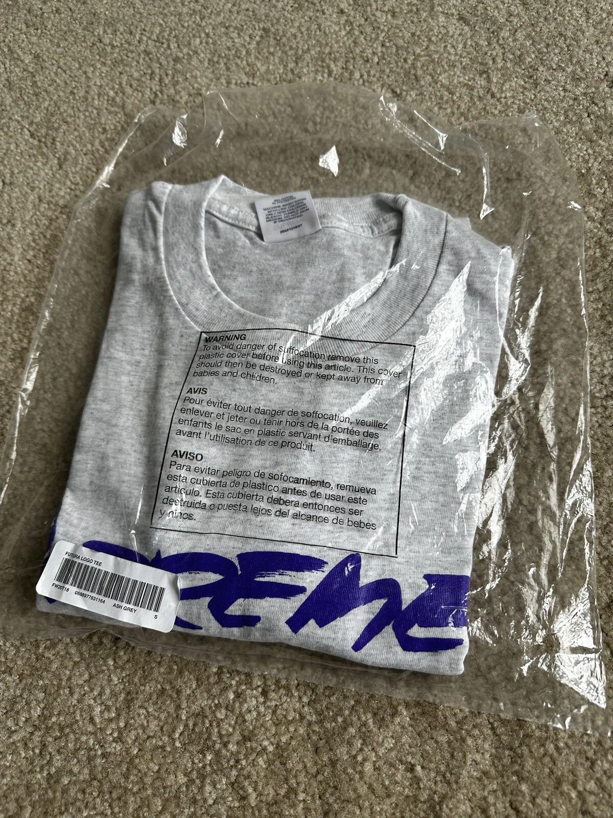 NEUF T shirt homme Supreme Futura Justice For All petit gris bruyère FW20