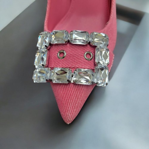 Fashion Nova Pink Denium Pumps With Rhinestones Ornament Size 8.5 - Picture 4 of 6