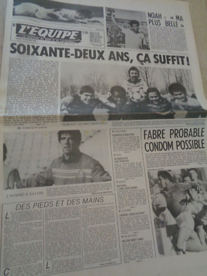 L’Équipe Du 23 Février 1982 – Noah / Lendl : France-Italie, édition Originale Tennis