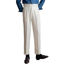 Men Formal Double Pleated Dress Pants Casual Classic Slim Business Suit Trousers