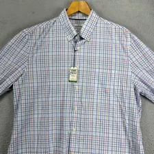 Jos. A. Bank 1905 Button Down Shirt Adult XL Blue Multi Plaid Slim Fit Mens NEW