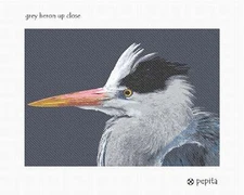 Grey Heron Up Close Needlepoint Kit or Canvas