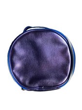 Makeup Cosmetic Bag Round Metallic Iridescent Purple Blue Clear Lining