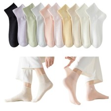 5 Pairs Women Solid Cotton Seamless Socks Summer Thin Breathable Short Socked
