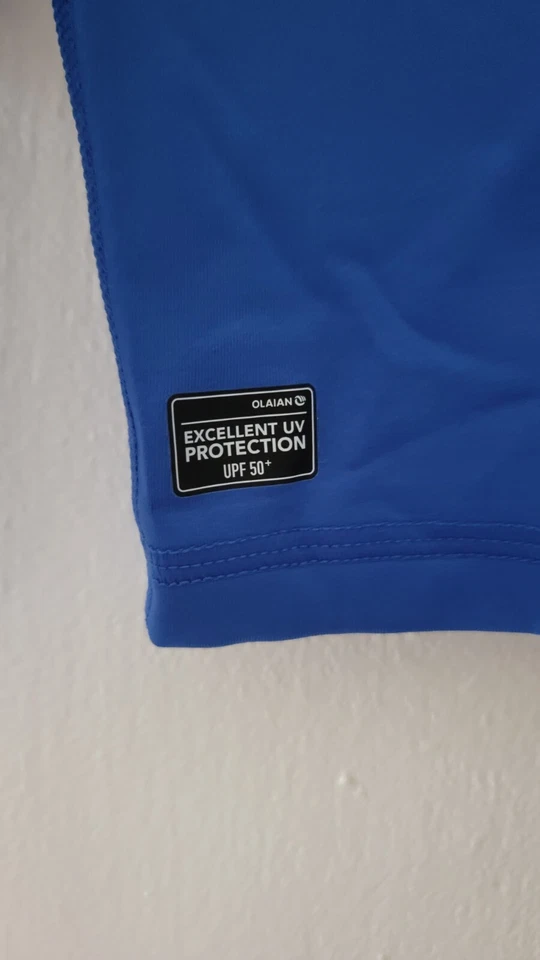 BOYS/ GIRLS OLAIAN BLUE LONG SLEEVE RASH GUARD SHIRT NWT, SIZE 4T  - Image 3 of 4