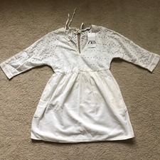 Zara Eyelet Embroidery Dress White Size S