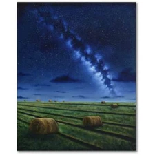 🔵 Heartland Night /Original Oil Painting Landscape Stars Western Art Decor