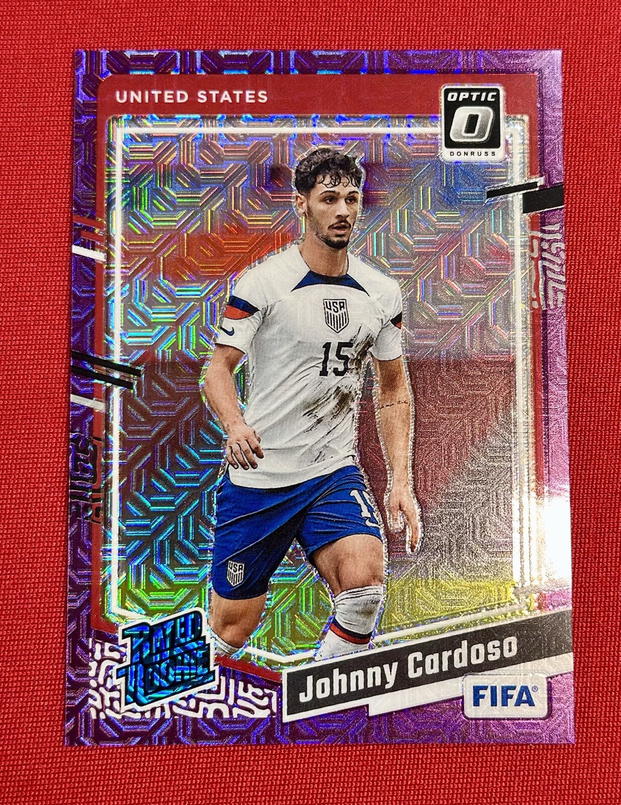 Johnny Cardoso 2023-24 Panini Donruss Optic #180 Purple Mojo Prizm /25 Rookie RC