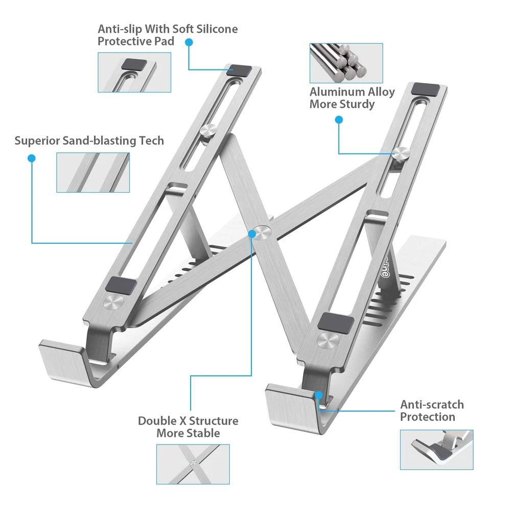 Laptop Stand, Ergonomic Aluminum Laptop Computer Stand, Foldable Computer Ris...