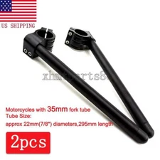 35mm Clip On Handlebars Billet Aluminum For Cafe Racer Motorcycle Clip-ons Black