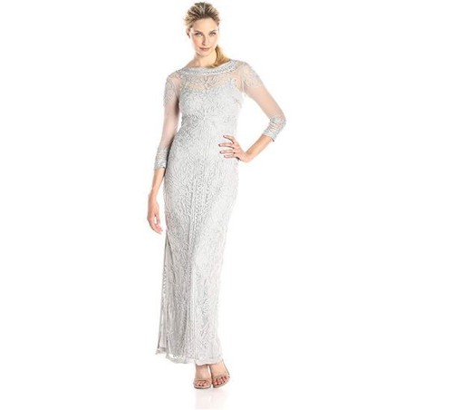 JS Collections Soutache Mesh Maxoe Dress, Size 4 Silver/Grey Long sleeve Long - Picture 6 of 12