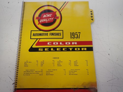 Original 1957 Acme Paint Colors Booklet All Chevrolet Cadillac Ford Chrysler + +
