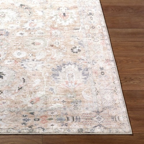 Washable Everly Area Rug Floral Medallion Non-Slip Plush Indoor Soft Polyester - Picture 5 of 7