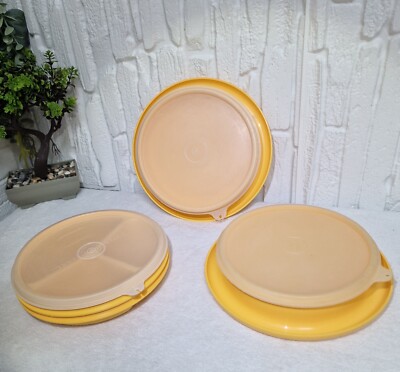 Vintage Tupperware kleine Schüssel Set, 3 Teile mit Deckel, Made in Greece, Retro