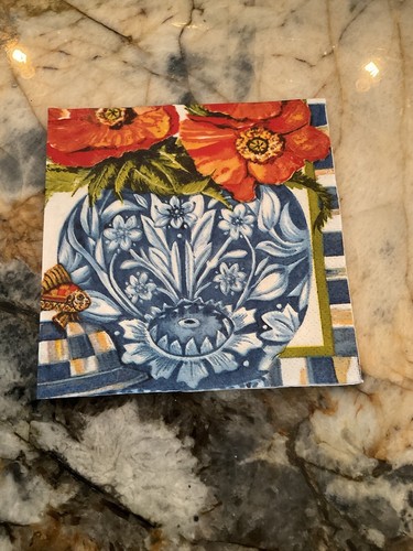 MacKenzie-Bambini MING POPPIES Carta da Cocktail 1 Tovagliolo per Decoupage. - Foto 2 di 8