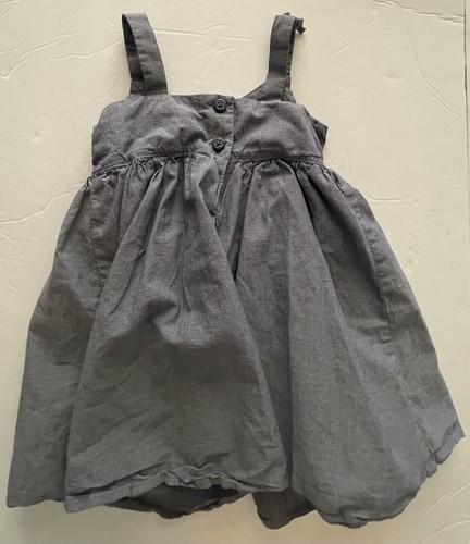 Janie and Jack Dress Girls 4 A Taste Of Capri Chambray Sundress Ruffle Flower - Picture 5 of 8