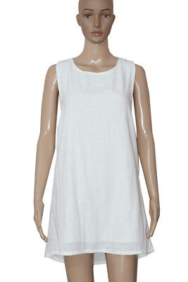 Free People Round Neck Sleeveless Tie Back Enddless Summer White Tunic Dress S