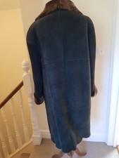 Paul Costelloe Dressage Sheepskin Shearling Dark Green Coat Jacket Uk16 L