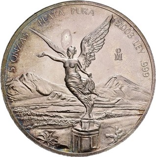 Künker: Mexiko 5 Unzen Feinsilber 2003 Libertad Siegesgöttin Top!