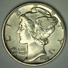 1935 Mercury Silver Dime Uncirculated 10c US BU 10 Cents