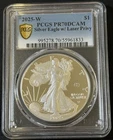 (2)2025-W Proof American Silver Eagle Laser Beam Privy PCGS Gold Shield PR70DCAM