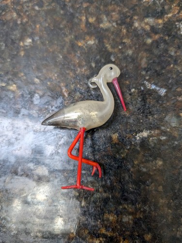 Rare Vintage Blown Glass Bimini CRANE Bird, Stork Christmas Ornament Germany - Picture 4 of 7