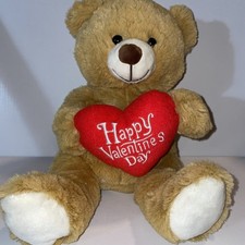 G24 Vintage Happy Valentines Day Plush Bear Tan Red Heart International Cute