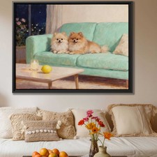 Pomeranian Dog Oil Painting Canvas Print Living Room Decor Cute Pet Wall Art