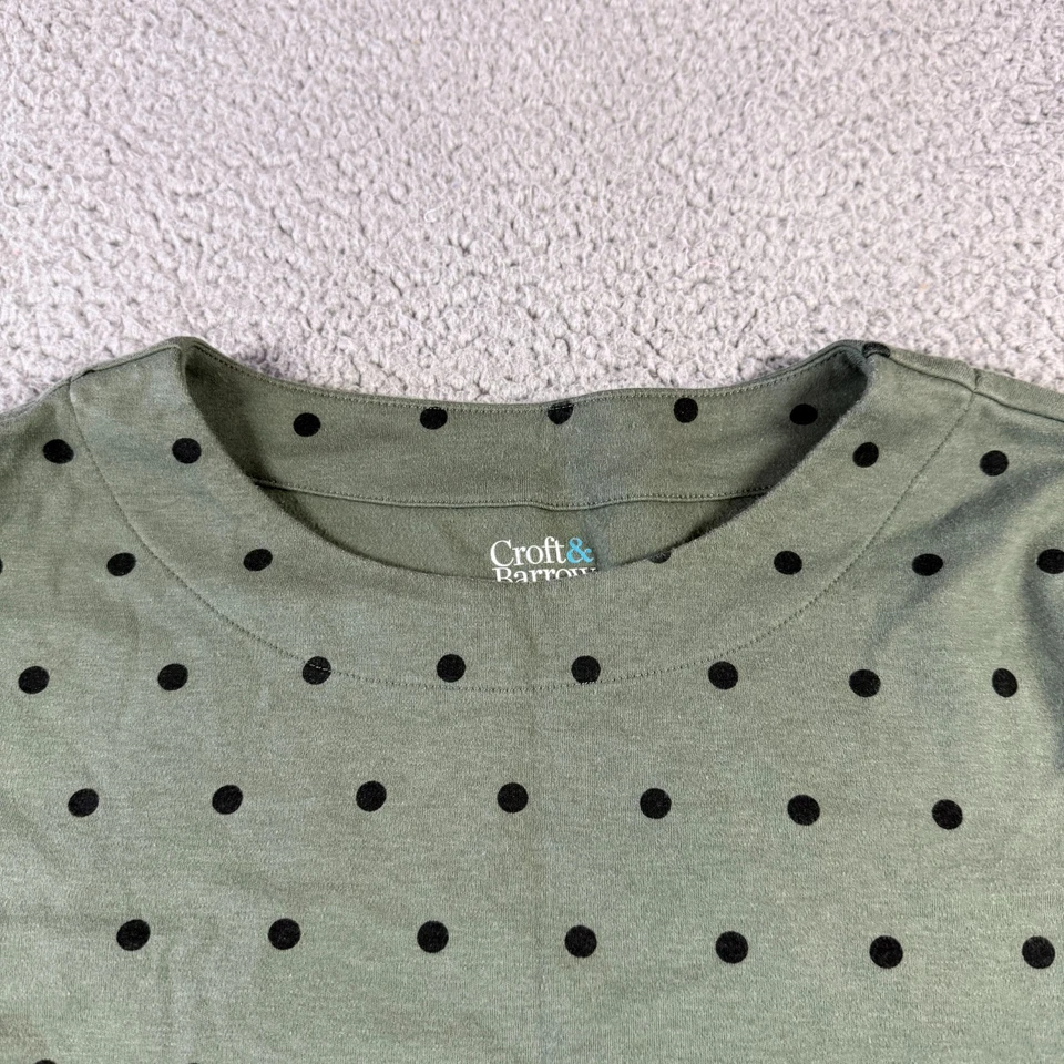 Top Croft & Barrow verde para mujer M lunares extra suaves Cottagecore manga larga Foto 3 de 4