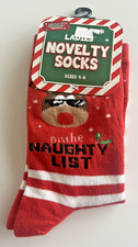 Jolly Christmas Ladies Novelty Socks - Rudolph - Size 4-8 - BRAND NEW