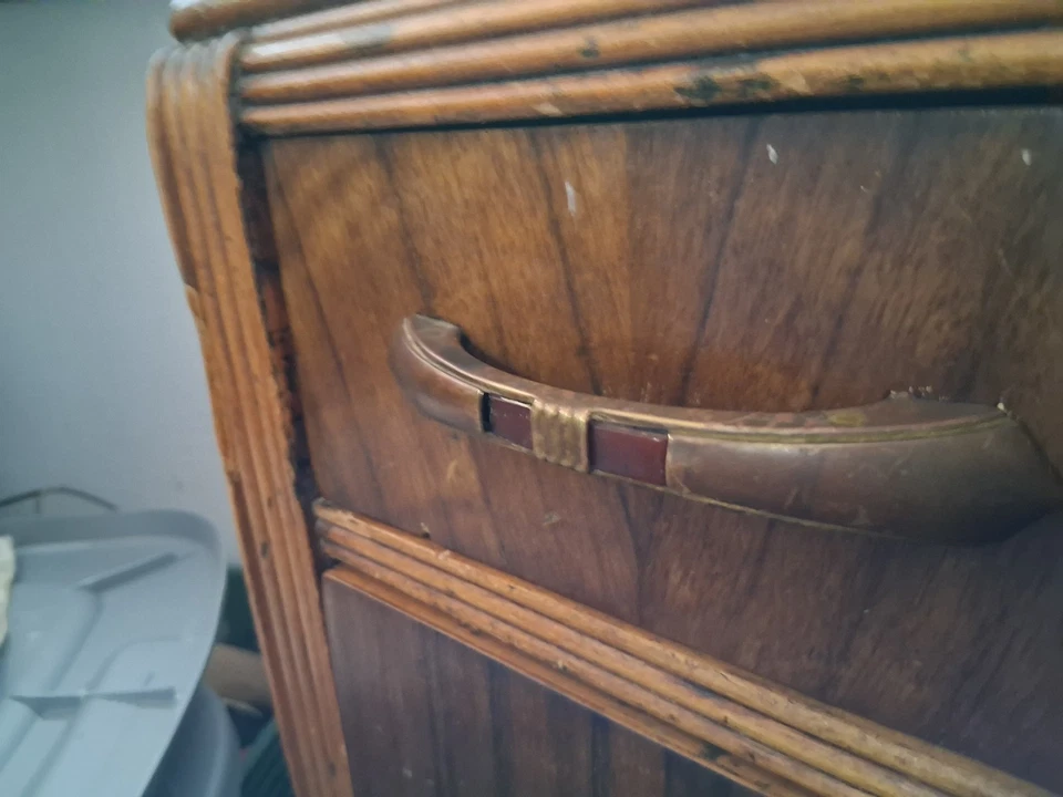 Escritorio y silla Mid Century con lengua y ranura con lámparas de cristal vintage Foto 2 de 4