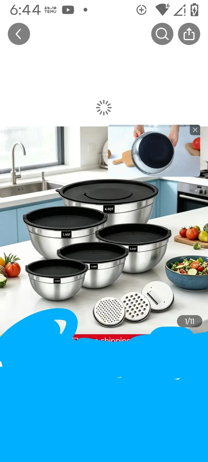 9 PCS Premium Brushed Stainless Steel Mixing Bowls Set With Lid Grater Prep