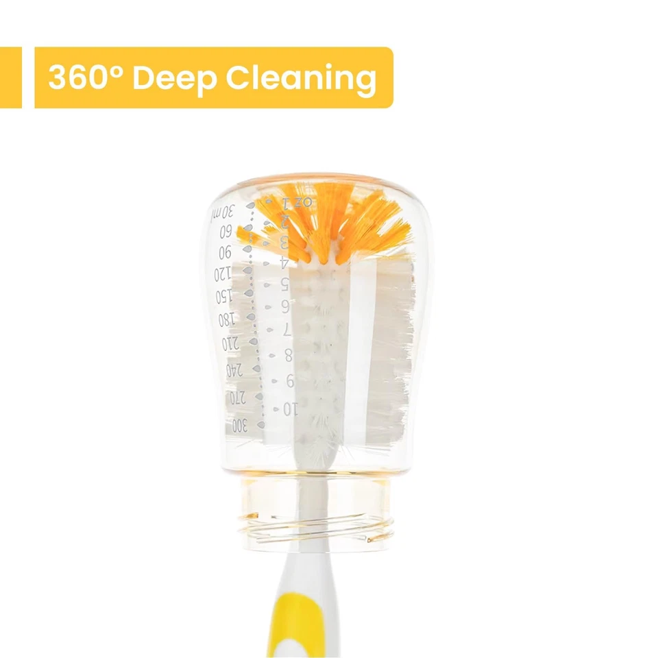 Juego de cepillos para biberón Ariseno - Nylon y silicona, cepillo para pezones, sin BPA (amarillo Foto 4 de 4
