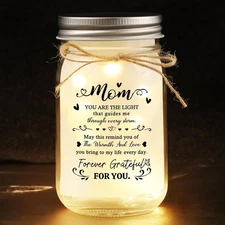 Christmas Birthday Gift for Mom, Mason Jar Night Lights,  Home Decorative Jars