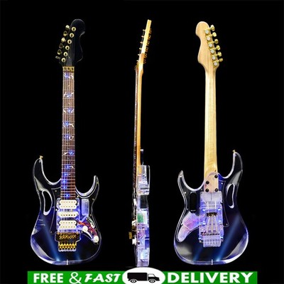 LED Light Electric Guitar Maple neck Acrylic Body Crystal Guitar Sweet Sound new