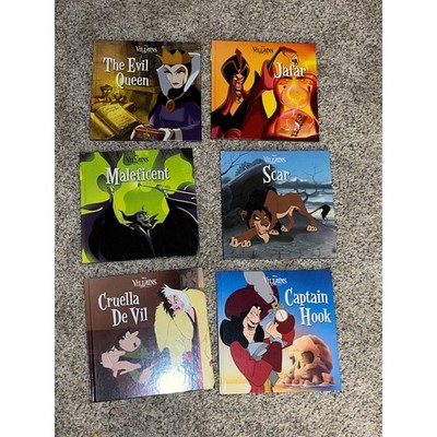 Disney Villains Scar Jafar Capn Hook Maleficent Cruella Storybook Library Lot 