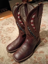 ARIAT VENTEK BROWN LEATHER SQUARE TOE VENTED USA COWBOY BOOTS 10027165 MENS 8.5D