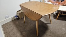 Vintage Elm Ercol Drop Leaf Table And Two Quaker Chairs