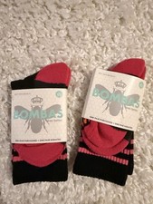 NEW BOMBAS CREW SOCKS SIZE XS EXTRA SMALL PINK/BLACK TODDLER Girls Two Pair M