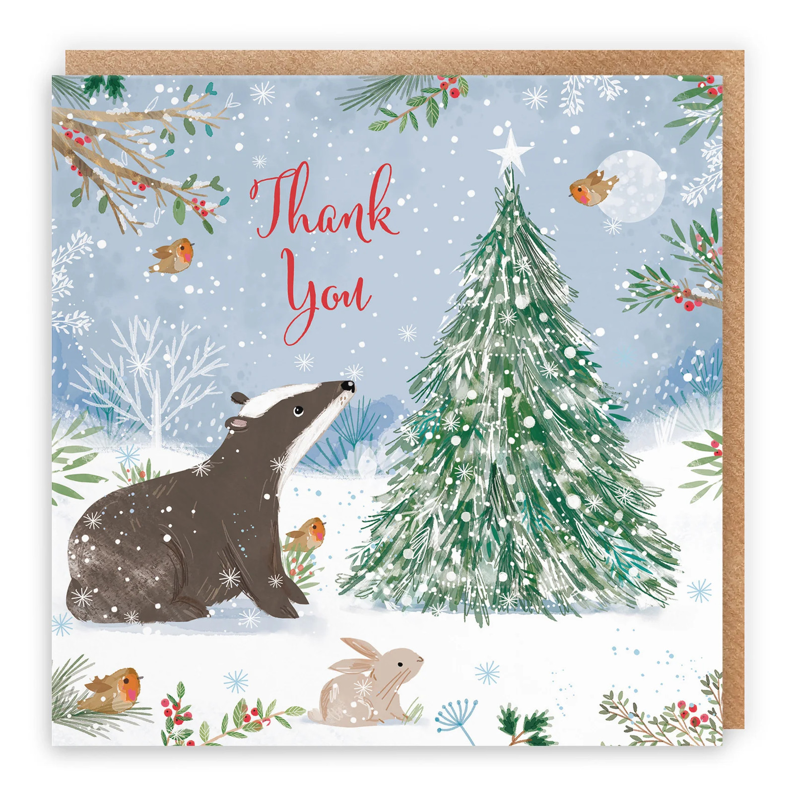 Thank You Cute Badger Christmas Card Nature's Treasures