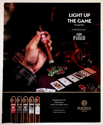 Plasencia Cigars Alma del Fuego Magazine Ad Poker Game Print Collectible