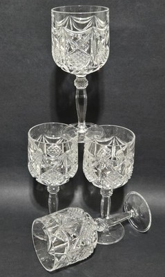 Vintage Nachtmann Eduard Crystal Wine Goblets Water Glasses Germany Set of 4