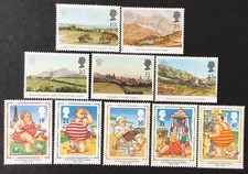 2 Sets of GB Stamps Sc. 1548-1557 WATERCOLOR LANDSCAPES POSTCARD MNH 1994