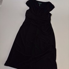 Ralph Lauren LBD Women 12 Sleeveless V-Neck Stretch Slinky Classic Faux Wrap