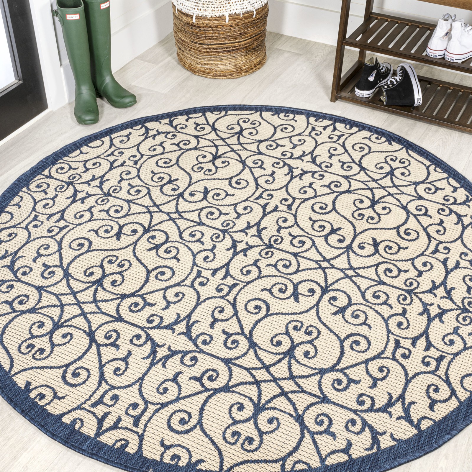 JONATHAN Y SMB107G-5R Madrid Vintage Filigree Textured Weave Indoor Outdoor A...