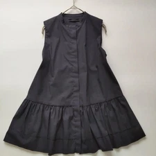 THE ROW Sleeveless Band Collar Peplum Blouse Navy Size 0 USA Made Tiered Top