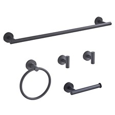 Matte Black Bathroom Hardware Set 5 Piece with Towel Racks for Bathroom, SUS3...