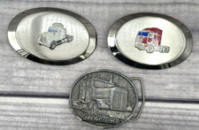 3 VINTAGE TRUCKING BELT BUCKLES - FREIGHTLINER BY TONKIN INC / 2 UNMARKED
