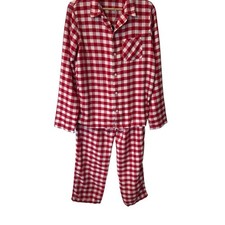 Draper James X Lands End Kids Pajamas Size 20 Red White Check Holiday Flannel