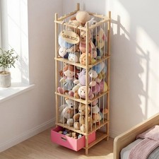 Stuffed Animal Storage Zoo Wood Toy Storage Organizer with Drawer